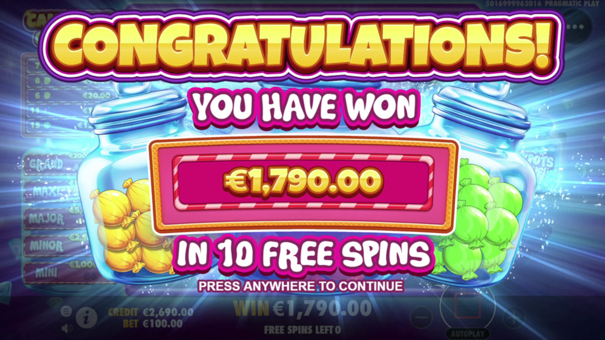 Candy Jar Clusters Won 1,790 euros in 10 free spins